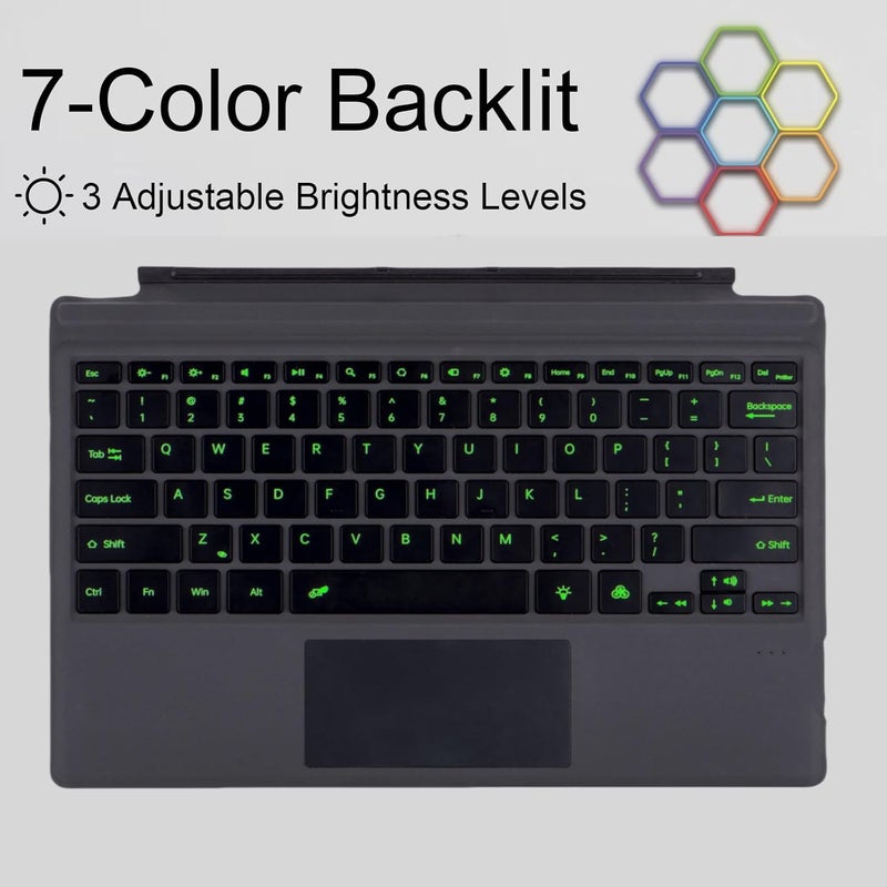 Mobee Type Cover for Microsoft Surface Pro 7+/ Pro 7 / Pro 6 / Pro 5 / Pro 4 / Pro 3, Bluetooch Type Keyboard with Multi-Touch Trackpad, Ultra Silm (Black with Backlit) - Image 4